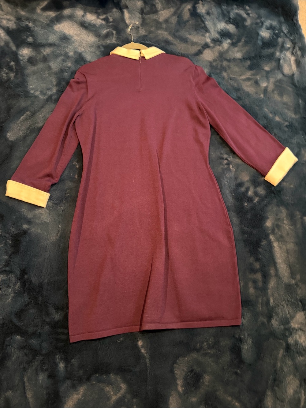 Lauren Ralph Lauren Burgundy Long Sleeve Dress with Yellow Collar & Cuffs - Picture 3 of 3